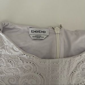 BEBE white midi dress